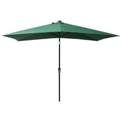 vidaXL Parasol with LEDs and Steel Pole Green 6.6'x9.8' Image 3