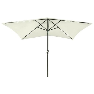 vidaXL Parasol with LEDs and Steel Pole Sand 6.6'x9.8' Image 1