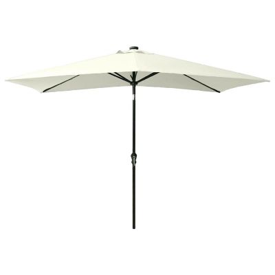 vidaXL Parasol with LEDs and Steel Pole Sand 6.6'x9.8' Image 2