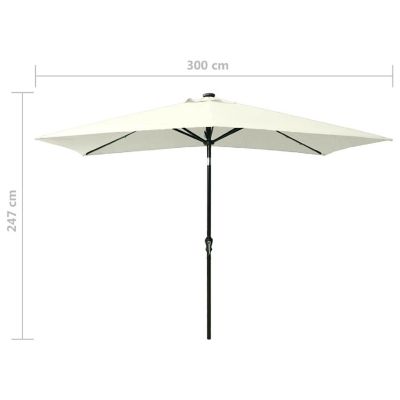 vidaXL Parasol with LEDs and Steel Pole Sand 6.6'x9.8' Image 3