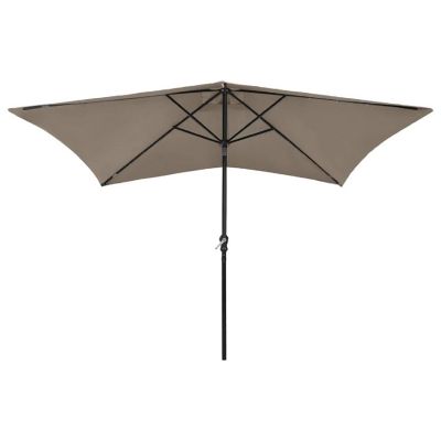 vidaXL Parasol with LEDs and Steel Pole Taupe 6.6'x9.8' Image 2