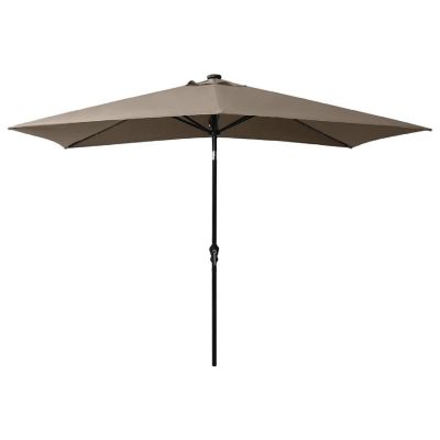 vidaXL Parasol with LEDs and Steel Pole Taupe 6.6'x9.8' Image 3