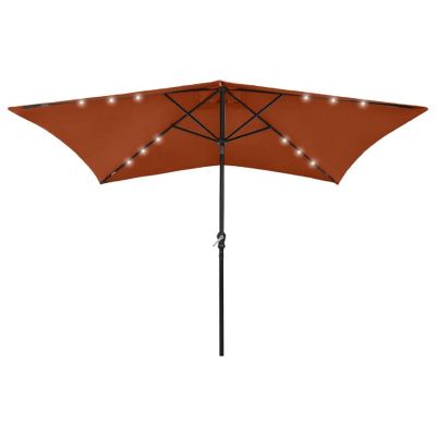 vidaXL Parasol with LEDs and Steel Pole Terracotta 6.6'x9.8' Image 1