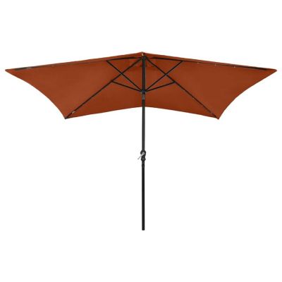 vidaXL Parasol with LEDs and Steel Pole Terracotta 6.6'x9.8' Image 2