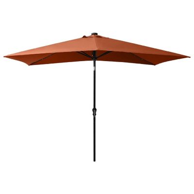 vidaXL Parasol with LEDs and Steel Pole Terracotta 6.6'x9.8' Image 3