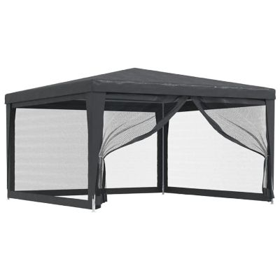 vidaXL Party Tent with 4 Mesh Sidewalls Anthracite 13.1'x13.1' HDPE Image 1