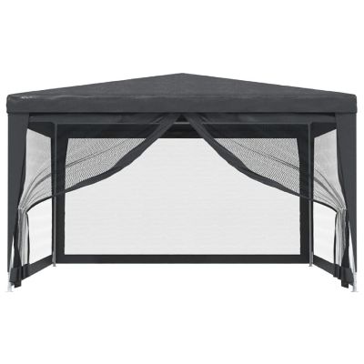 vidaXL Party Tent with 4 Mesh Sidewalls Anthracite 13.1'x13.1' HDPE Image 3