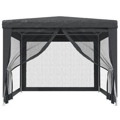 vidaXL Party Tent with 4 Mesh Sidewalls Anthracite 9.8'x13.1' HDPE Image 3