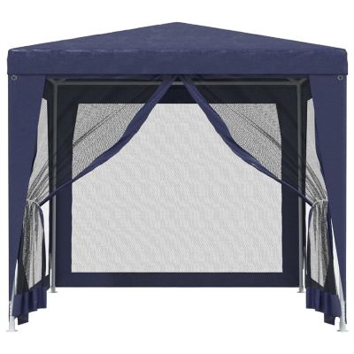 vidaXL Party Tent with 4 Mesh Sidewalls Blue 8.2'x8.2' HDPE Image 3
