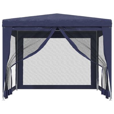 vidaXL Party Tent with 4 Mesh Sidewalls Blue 9.8'x9.8' HDPE Image 3