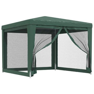 vidaXL Party Tent with 4 Mesh Sidewalls Green 9.8'x9.8' HDPE Image 1