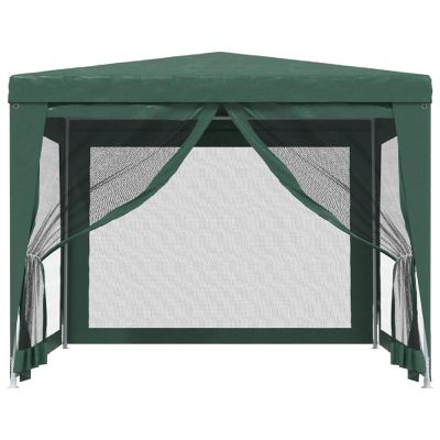 vidaXL Party Tent with 4 Mesh Sidewalls Green 9.8'x9.8' HDPE Image 3
