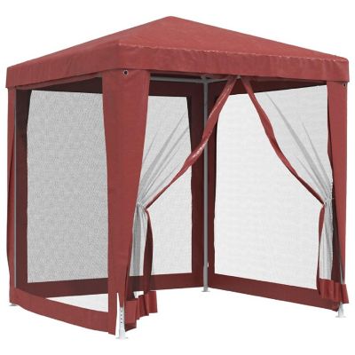 vidaXL Party Tent with 4 Mesh Sidewalls Red 6.6'x6.6' HDPE Image 1