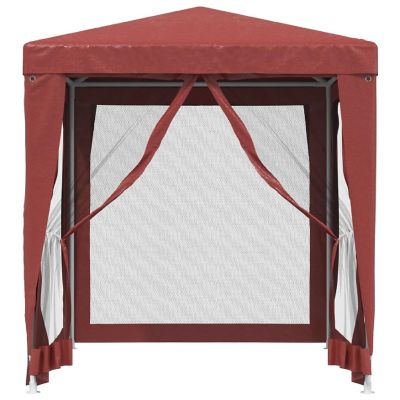 vidaXL Party Tent with 4 Mesh Sidewalls Red 6.6'x6.6' HDPE Image 3