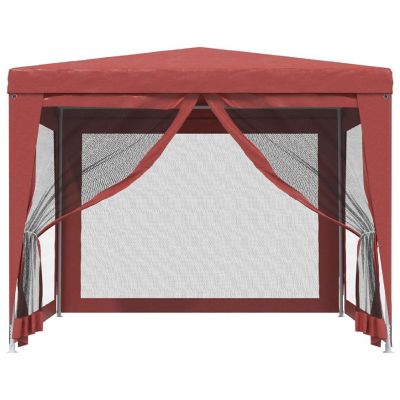 vidaXL Party Tent with 4 Mesh Sidewalls Red 9.8'x9.8' HDPE Image 3