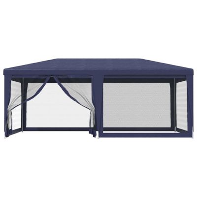 vidaXL Party Tent with 6 Mesh Sidewalls Blue 19.7'x13.1' HDPE Image 3