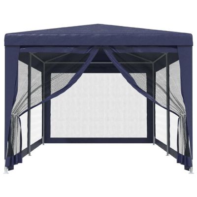 vidaXL Party Tent with 6 Mesh Sidewalls Blue 9.8'x19.7' HDPE Image 3