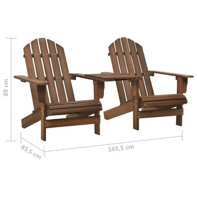 vidaXL Patio Adirondack Chairs with Tea Table Solid Wood Fir Brown Image 3