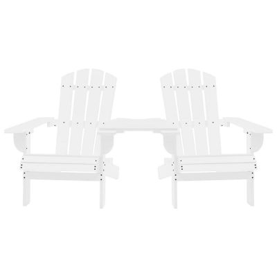 vidaXL Patio Adirondack Chairs with Tea Table Solid Wood Fir White Image 1