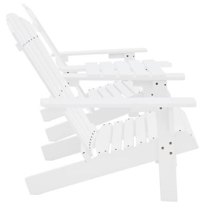vidaXL Patio Adirondack Chairs with Tea Table Solid Wood Fir White Image 2