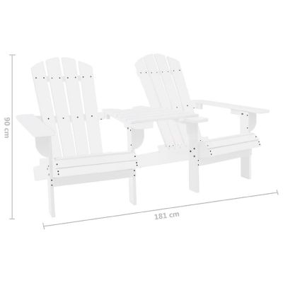 vidaXL Patio Adirondack Chairs with Tea Table Solid Wood Fir White Image 3