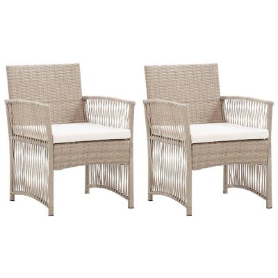 vidaXL Patio Armchairs with Cushions 2 pcs Beige Poly Rattan Image 1