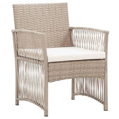 vidaXL Patio Armchairs with Cushions 2 pcs Beige Poly Rattan Image 2