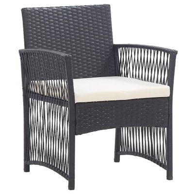 vidaXL Patio Armchairs with Cushions 2 pcs Black Poly Rattan Image 2