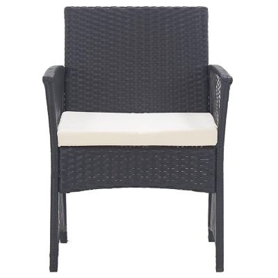 vidaXL Patio Armchairs with Cushions 2 pcs Black Poly Rattan Image 3