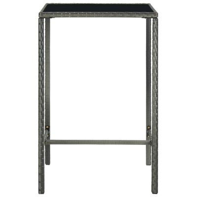 vidaXL Patio Bar Table Gray 27.6"x27.6"x43.3" Poly Rattan and Glass Image 2