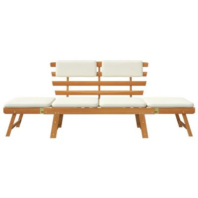 vidaXL Patio Bench with Cushions 2-in-1 74.8" Solid Acacia Wood Image 3