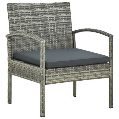 vidaXL Patio Chair with Cushion Poly Rattan Gray Image 1