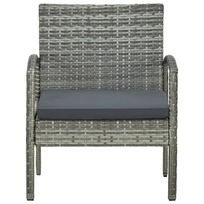 vidaXL Patio Chair with Cushion Poly Rattan Gray Image 2