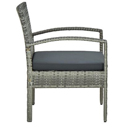 vidaXL Patio Chair with Cushion Poly Rattan Gray Image 3