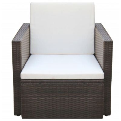 vidaXL Patio Chair with Cushions and Pillows Poly Rattan Brown Image 2