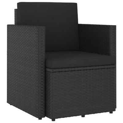 vidaXL Patio Chair with Cushions Poly Rattan Black Image 1