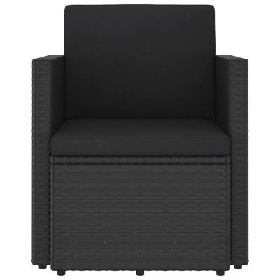 vidaXL Patio Chair with Cushions Poly Rattan Black Image 2
