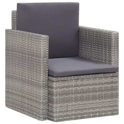 vidaXL Patio Chair with Cushions Poly Rattan Gray Image 1