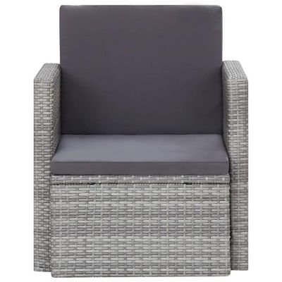 vidaXL Patio Chair with Cushions Poly Rattan Gray Image 1