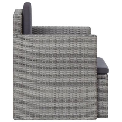 vidaXL Patio Chair with Cushions Poly Rattan Gray Image 2