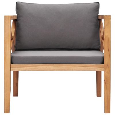 vidaXL Patio Chair with Dark Gray Cushions Solid Teak Wood Image 2