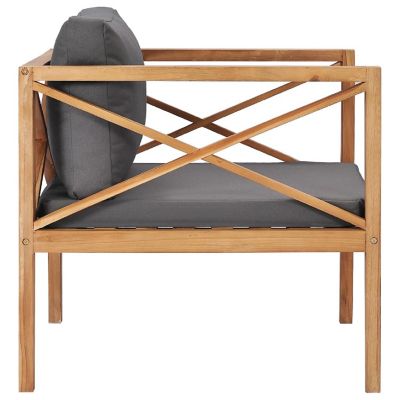 vidaXL Patio Chair with Dark Gray Cushions Solid Teak Wood Image 3