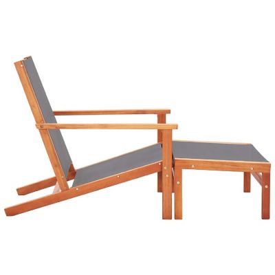 vidaXL Patio Chair with Footrest Gray Solid Wood Eucalyptus and Textilene Image 2
