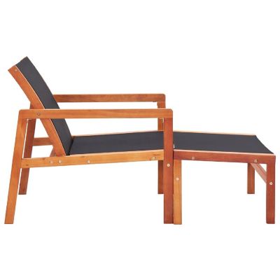 vidaXL Patio Chair with Footrest Solid Wood Eucalyptus and Textilene Image 2