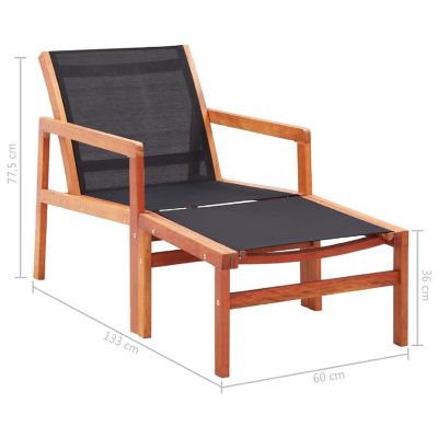 vidaXL Patio Chair with Footrest Solid Wood Eucalyptus and Textilene Image 3