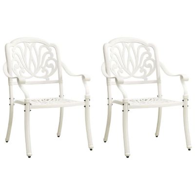 vidaXL Patio Chairs 2 pcs Cast Aluminum White Image 1