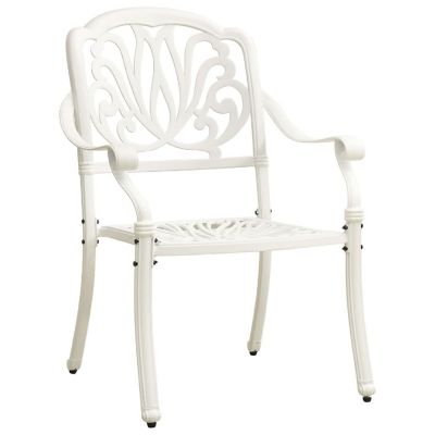 vidaXL Patio Chairs 2 pcs Cast Aluminum White Image 2