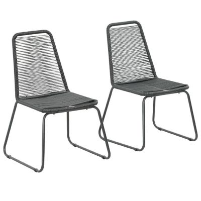 vidaXL Patio Chairs 2 pcs Poly Rattan Black Image 1