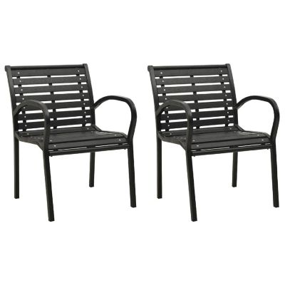 vidaXL Patio Chairs 2 pcs Steel and WPC Black Image 1