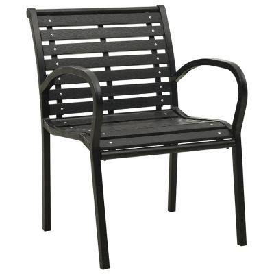 vidaXL Patio Chairs 2 pcs Steel and WPC Black Image 2